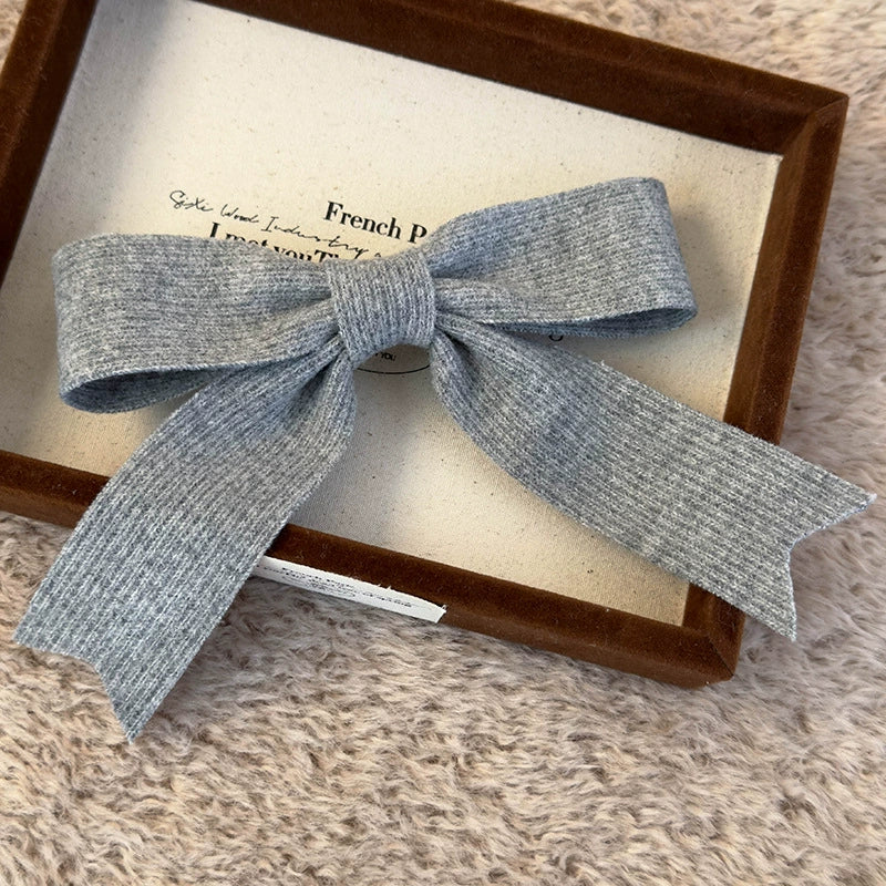 Wool Knitted Bow Handmade Women's Hairpin Spring Clip Headwear - Image 8