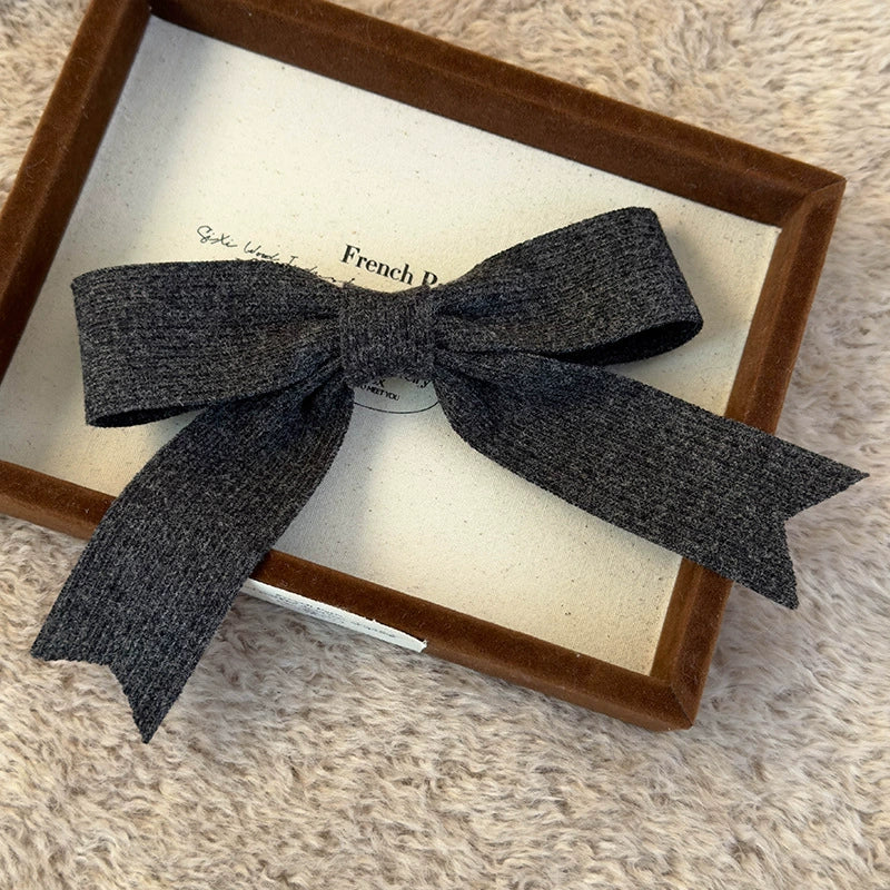 Wool Knitted Bow Handmade Women's Hairpin Spring Clip Headwear - Image 9