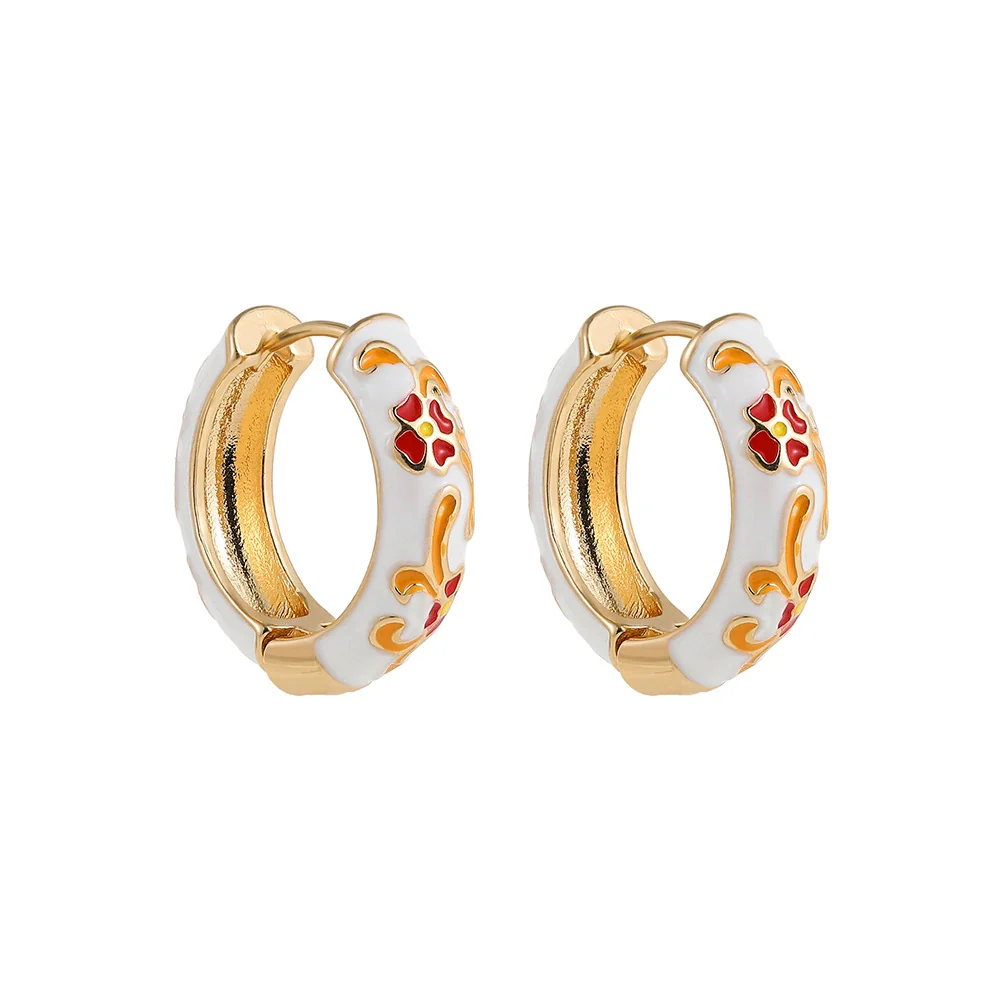 Zinc Alloy Flower Dripping Oil Women's Earrings - Image 5