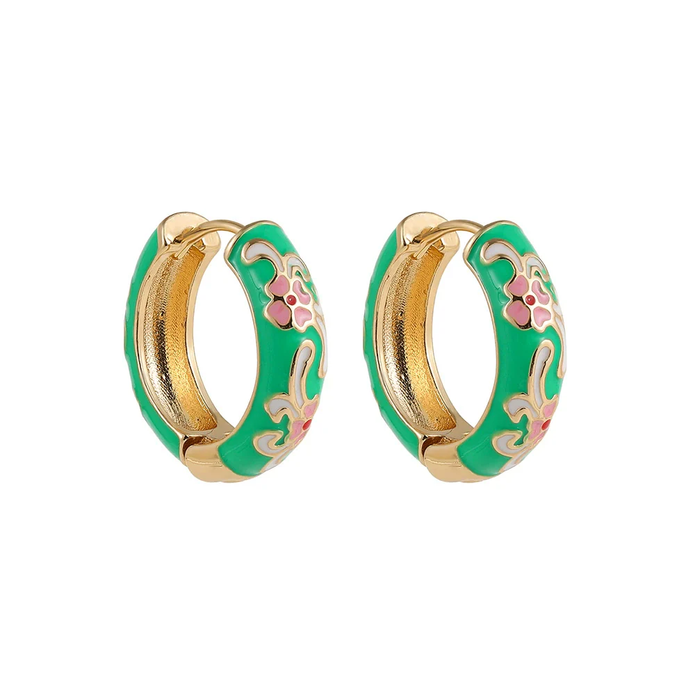 Zinc Alloy Flower Dripping Oil Women's Earrings - Image 7