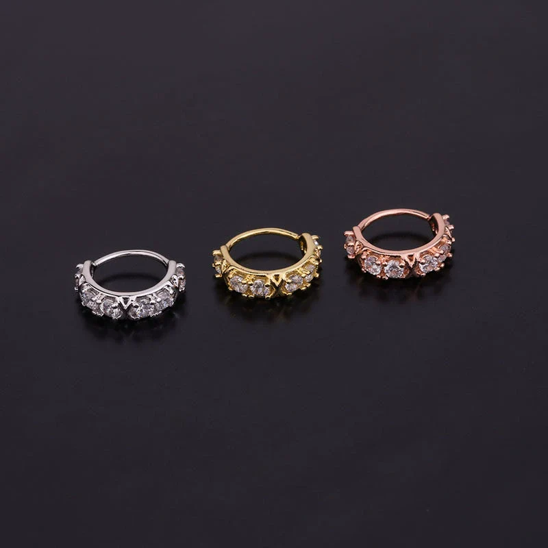 Zircon Copper Fashion Ol Style Women's Puncture Jewelry Earrings Nose Ring Ear Bone Ring Cartilage Earrings - Image 5