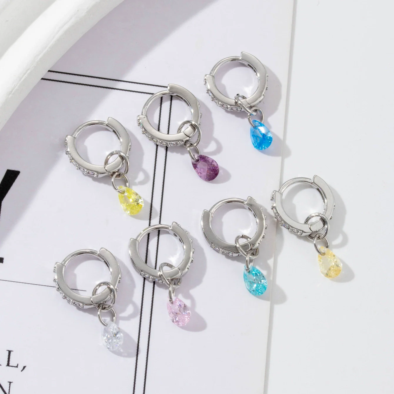 Zircon Inlaid Drop Shape Pendant Earrings For Women