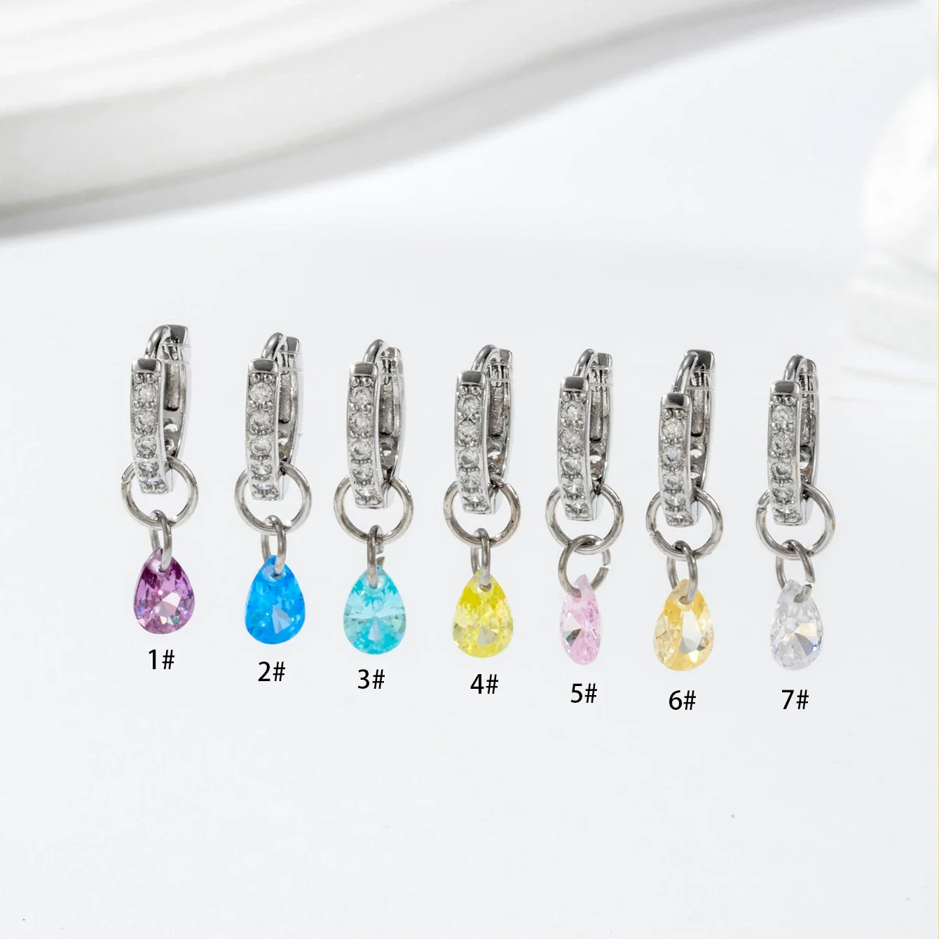 Zircon Inlaid Drop Shape Pendant Earrings For Women - Image 2