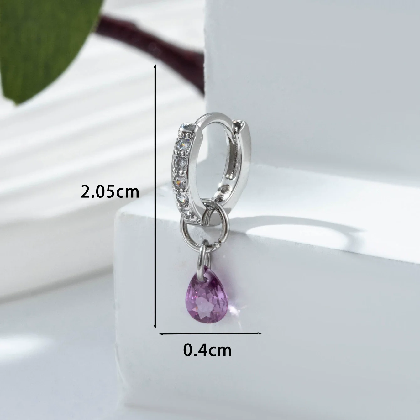 Zircon Inlaid Drop Shape Pendant Earrings For Women - Image 6