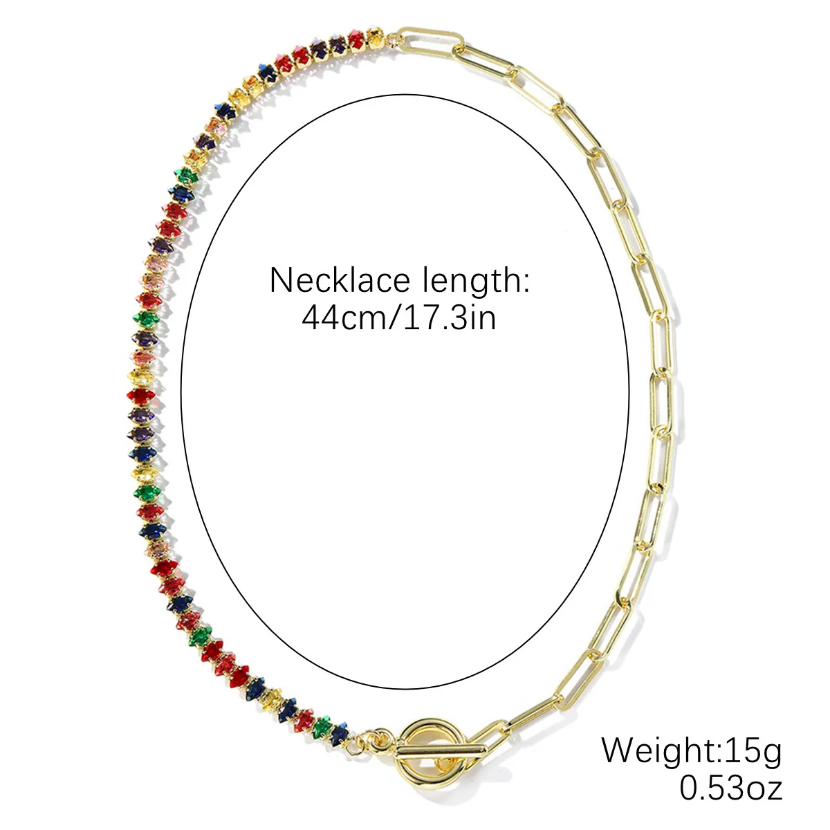 Zircon Necklace Mixed Gem Inlay Electroplating Ochain Geometric Rhombus Simple Style For Women - Image 6