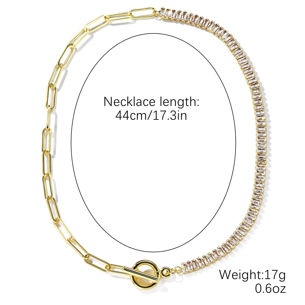 Zircon Necklace Mixed Gem Inlay Electroplating Ochain Geometric Rhombus Simple Style For Women - Image 7