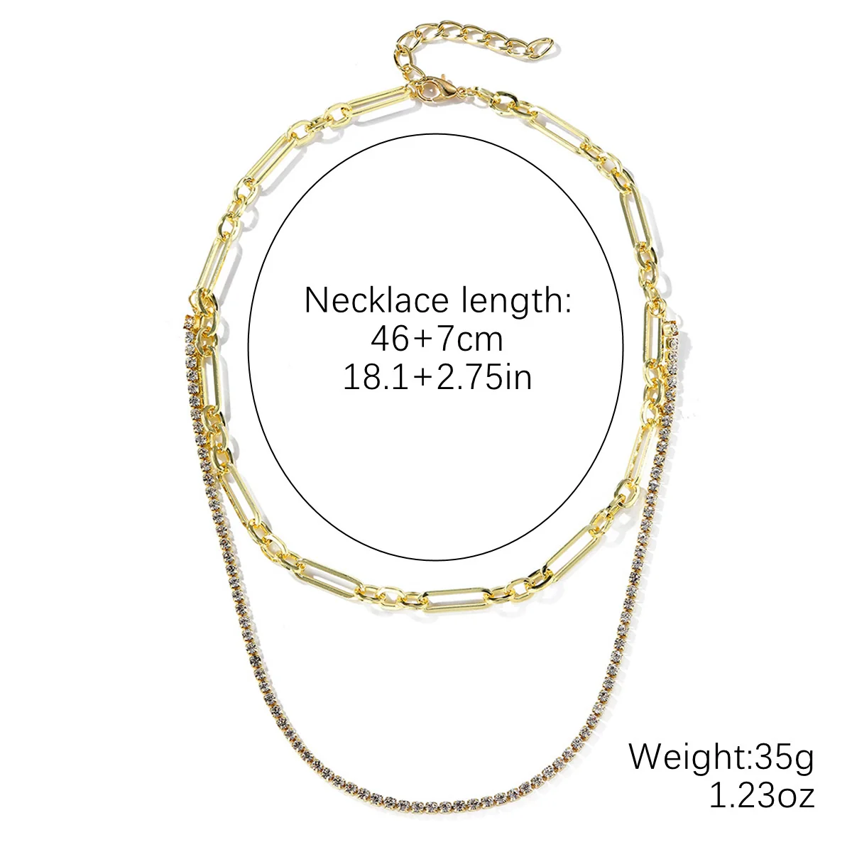 Zircon Necklace Mixed Gem Inlay Electroplating Ochain Geometric Rhombus Simple Style For Women - Image 8