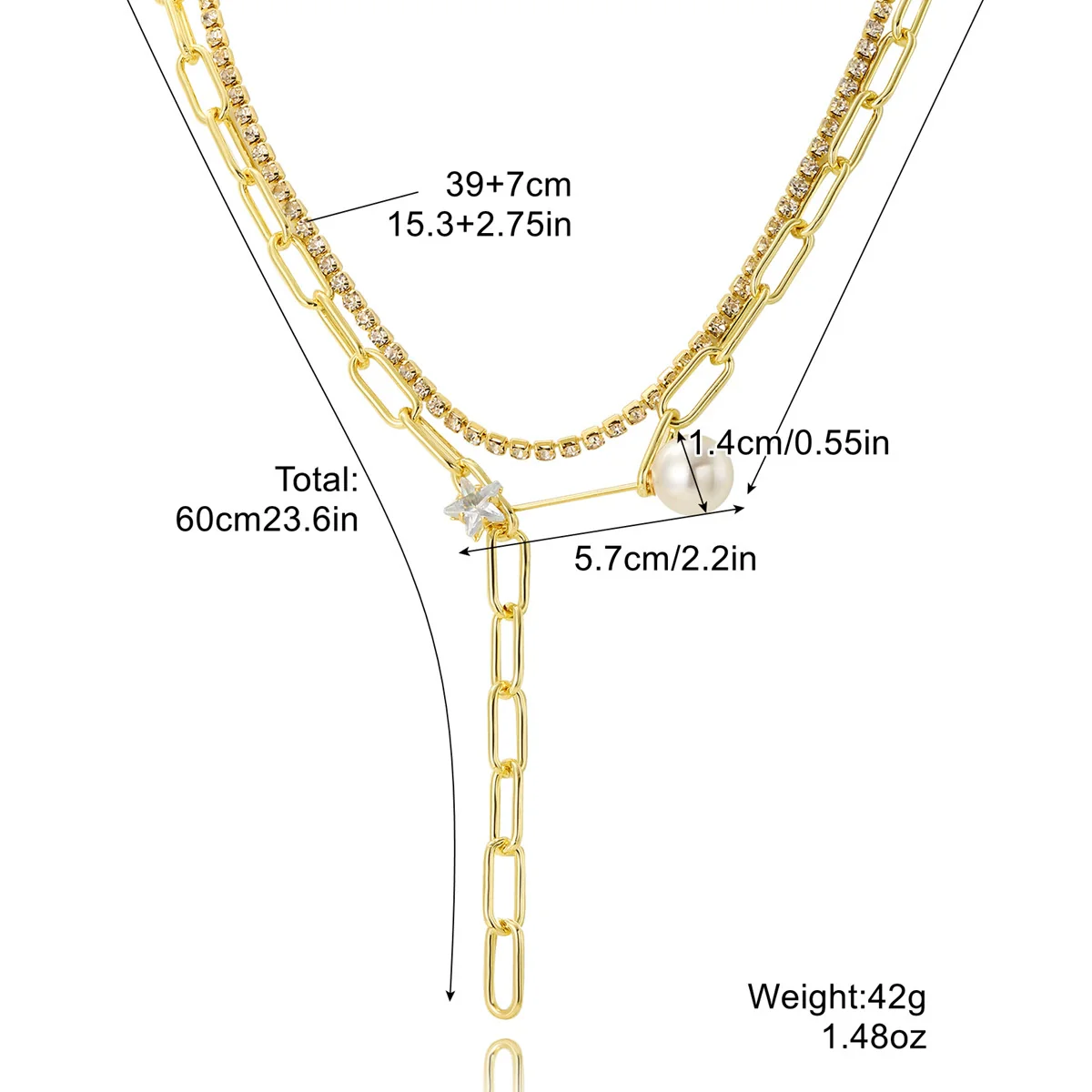 Zircon Necklace Mixed Gem Inlay Electroplating Ochain Geometric Rhombus Simple Style For Women - Image 9