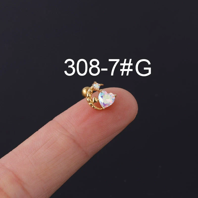 Zircon Stainless Steel Geometric Electroplated Ear Nail Piercing Jewelry - Image 12