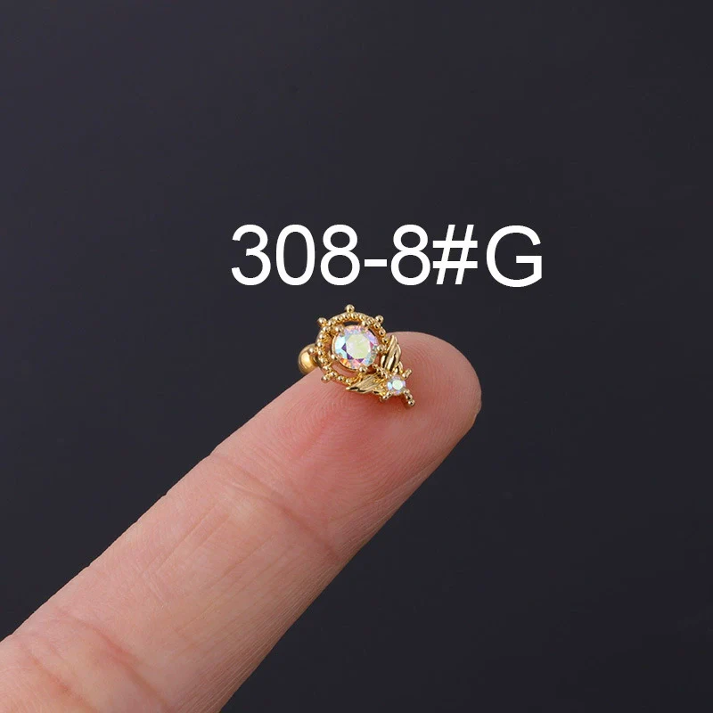 Zircon Stainless Steel Geometric Electroplated Ear Nail Piercing Jewelry - Image 13