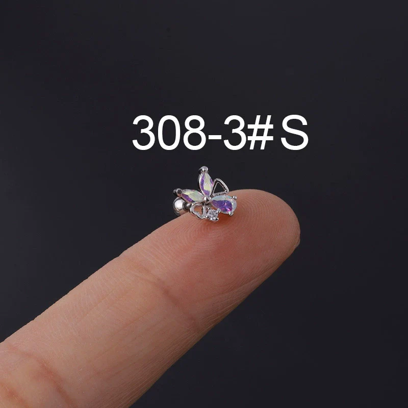 Zircon Stainless Steel Geometric Electroplated Ear Nail Piercing Jewelry - Image 20