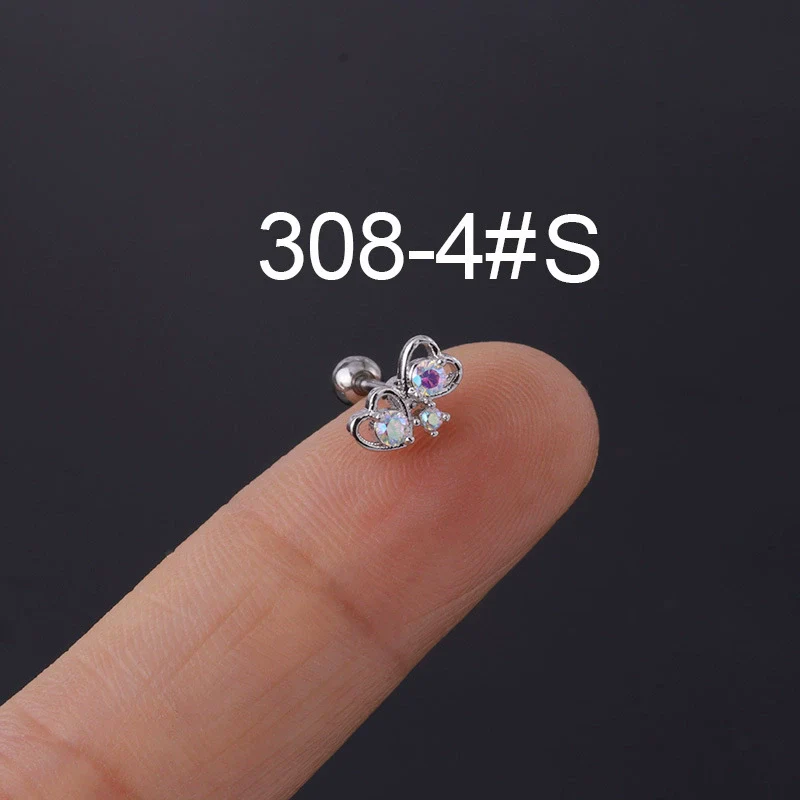 Zircon Stainless Steel Geometric Electroplated Ear Nail Piercing Jewelry - Image 21