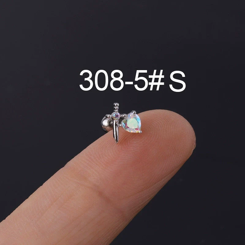 Zircon Stainless Steel Geometric Electroplated Ear Nail Piercing Jewelry - Image 22
