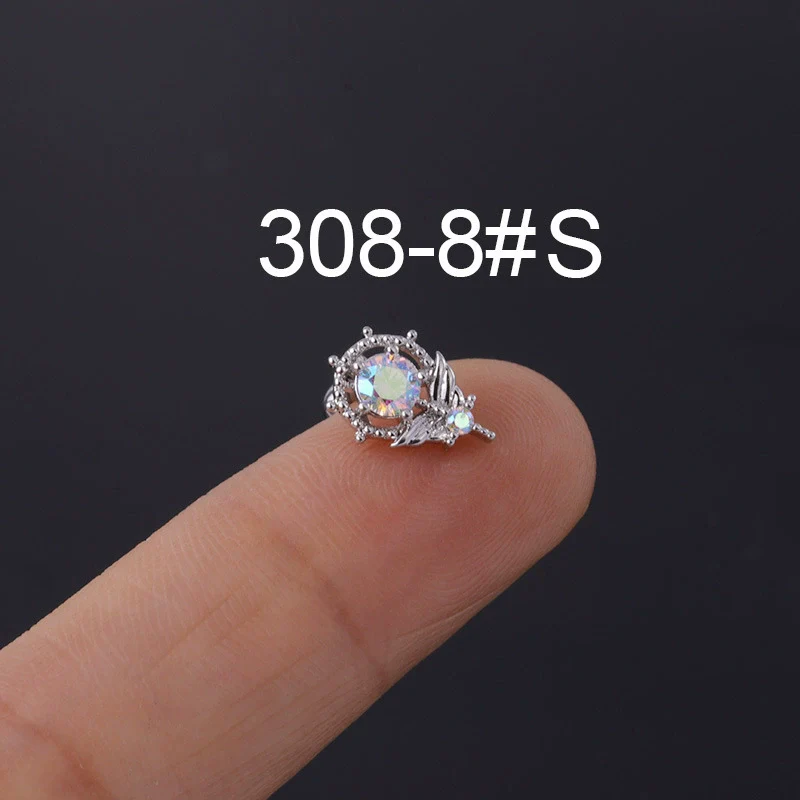 Zircon Stainless Steel Geometric Electroplated Ear Nail Piercing Jewelry - Image 25