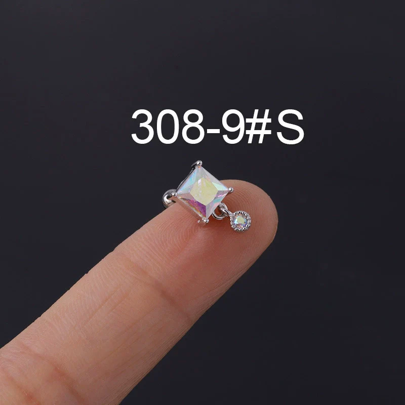 Zircon Stainless Steel Geometric Electroplated Ear Nail Piercing Jewelry - Image 26