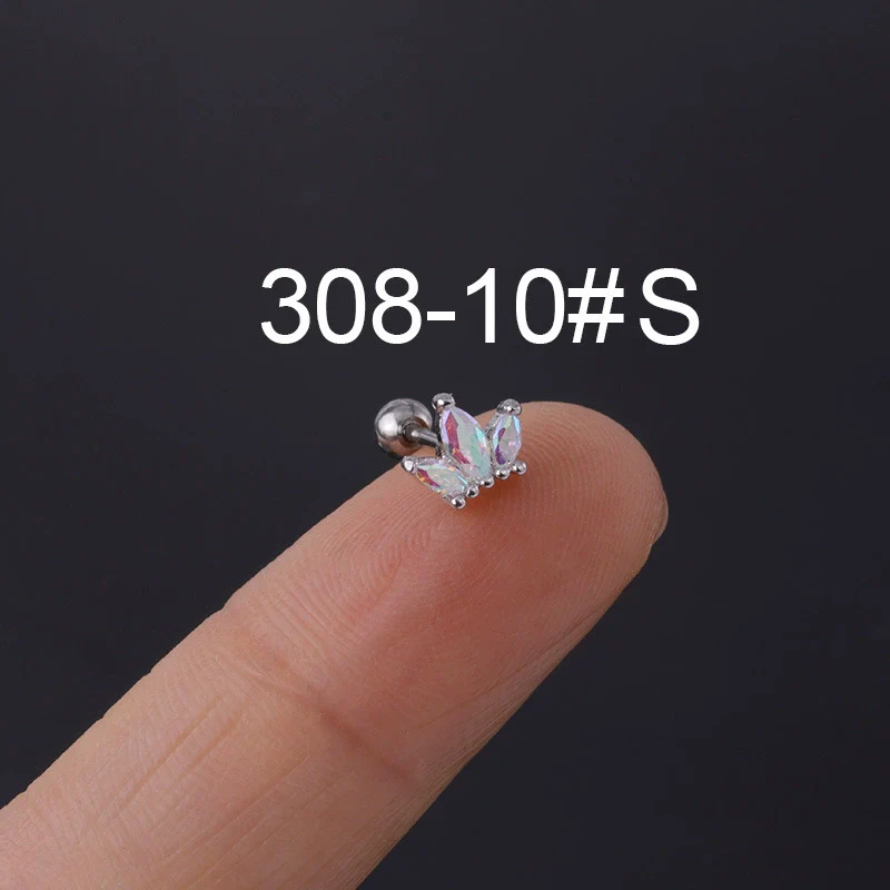 Zircon Stainless Steel Geometric Electroplated Ear Nail Piercing Jewelry - Image 27