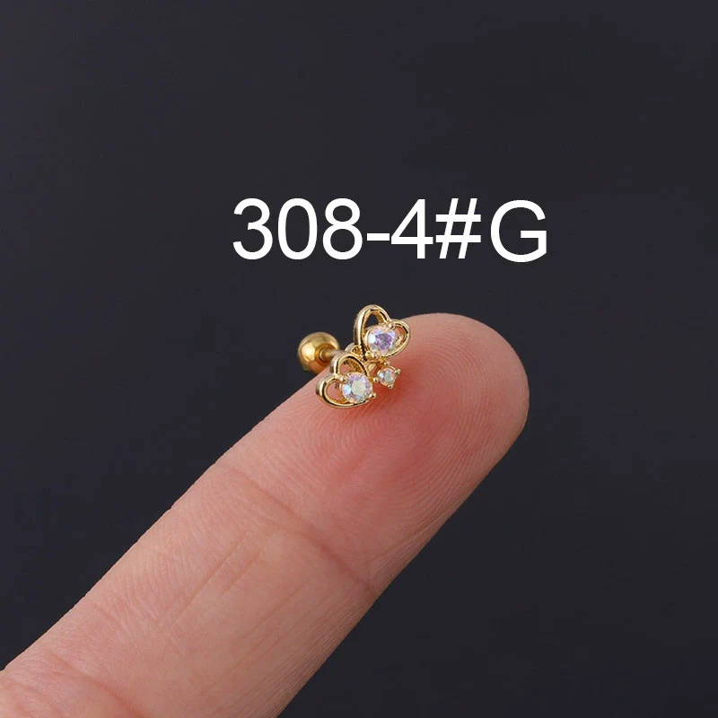Zircon Stainless Steel Geometric Electroplated Ear Nail Piercing Jewelry - Image 9