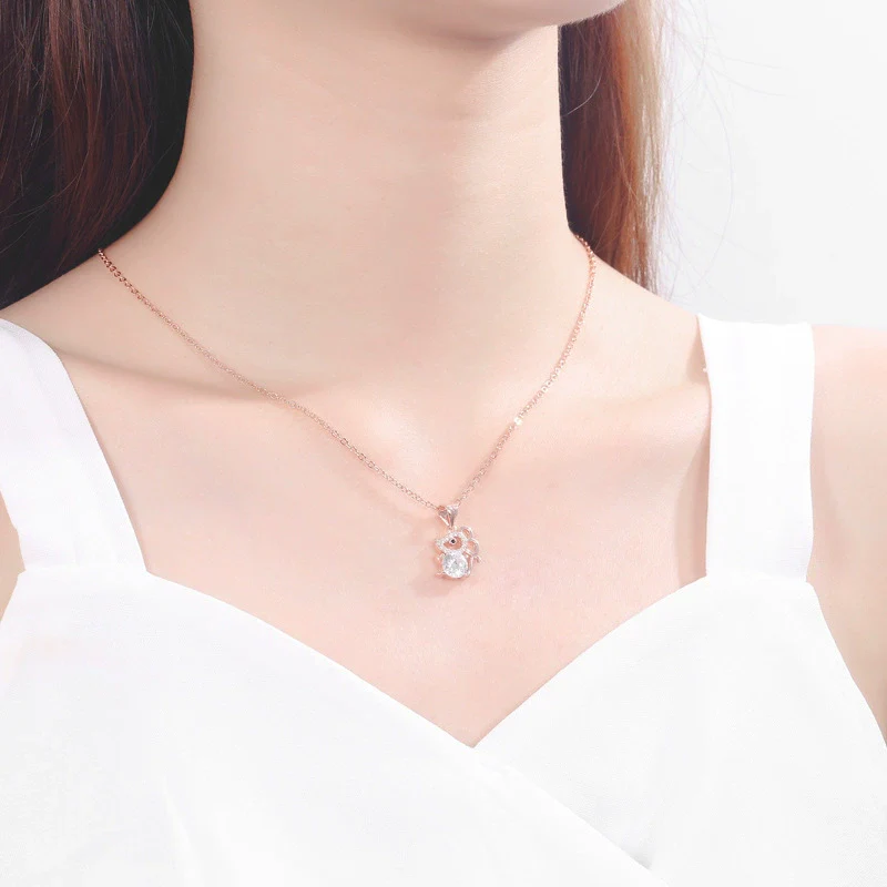 Zodiac Mouse S925 Sterling Silver Pendant Necklace With Mixed Gem Inlay And Electroplating For Women - Image 2
