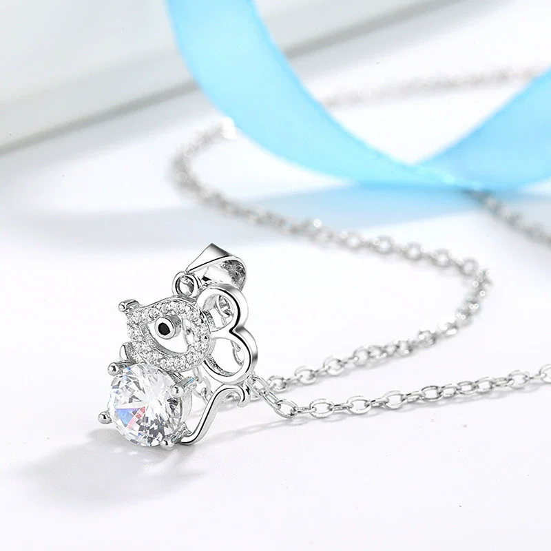 Zodiac Mouse S925 Sterling Silver Pendant Necklace With Mixed Gem Inlay And Electroplating For Women - Image 3